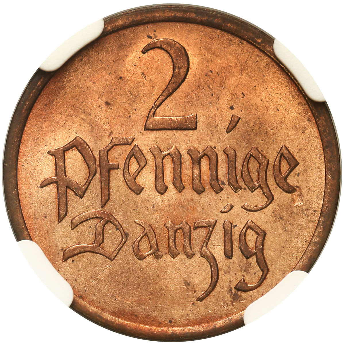 Wolne Miasto Gdańsk/Danzig. 2 fenigi 1937 NGC MS63 RB